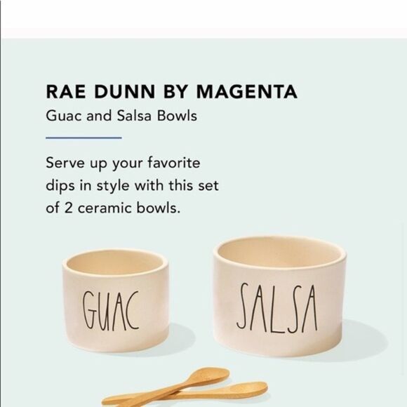 ✨ HP✨Rae Dunn Guac Salsa Bowls with bamboo spoons set✨ - Picture 6 of 9